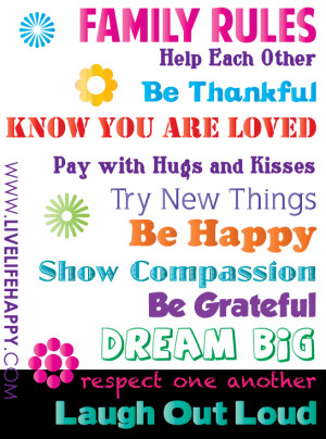 family rules help each other be thankful know you are loved pay with ...