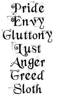 Pride Envy Gluttony Lust Anger Greed Sloth - the 7 deadly sins [ Pope ...
