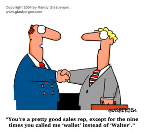 Funny Sales Cartoon - Sales Call - remembering names