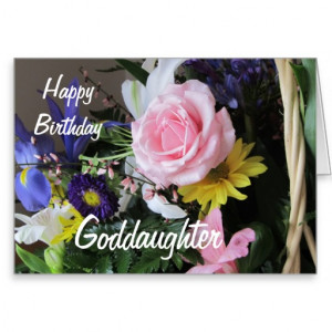 Happy Birthday Goddaughter-Pink Rose Bouquet Greeting Card