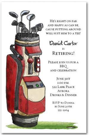 Red Golf Bag Party Invitations for golf outing, retirement party or ...