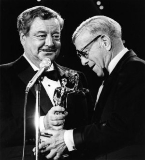 Jackie Gleason (L) and George Burns in 1974.