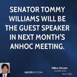 Senator Tommy Williams Will The Guest Speaker Next Month Anhoc
