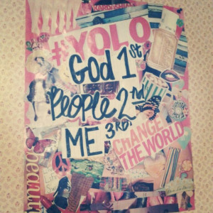 Tumblr room wall art! Make a collage on old posters and add quote.