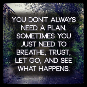 You don't always need a plan. Sometimes you just need to breathe ...