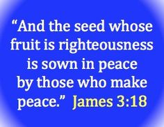 ... Righteousness Is Sown In Peace By Those Who Make Peace ” ~ Bible