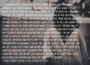 No Longer Have Patience for Certain Things