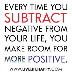 Every time you subtract Negative from your life, you make room for ...