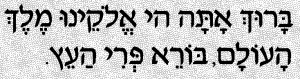 Baruch atah adonai eloheinu melech ha'olam, borai p'ri haetz.