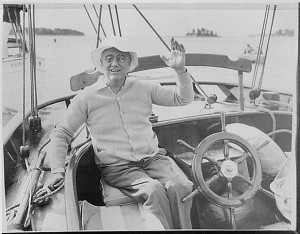 Franklin D. Roosevelt Picture: Franklin D. Roosevelt Sitting on a Boat