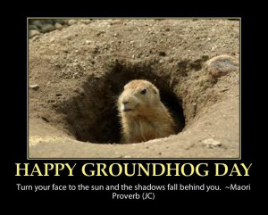 ... it is cloudy when a groundhog emerges from its burrow on this day