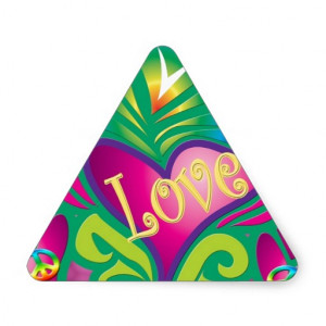 zazzle.comPeace Love and Happiness Triangle Sticker from Zazzle