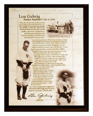 Steiner Sports Lou Gehrig Speech Plaque