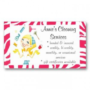 Cleaning services maid business card colour