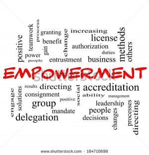 Empowerment Word Cloud Concept in red caps with great terms such as ...