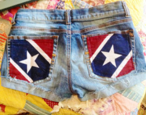 Rebel Flag Cutoff Denim Shorts. Sta rs Stripes Camo Southern Hunting ...