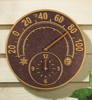 Garden Accents > Patio Thermometers > Outdoor Thermometer and Clock ...
