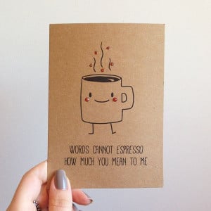 Espresso Coffee Pun Cute Love Valentines Card found on Polyvore