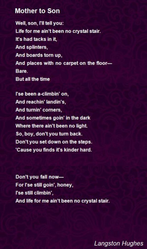 Langston Hughes Poem Mother Son