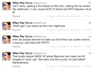 Miley Cyrus takes to Twitter to respond to the