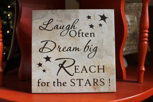 often, Dream big, Reach for the stars Tile with Vinyl Lettering Quote ...