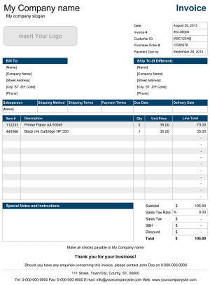 Sales Invoice Template Screenshot