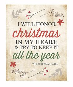 ... Christmas Charles Dickens Christmas Carol Quote / Holiday Decor / Red