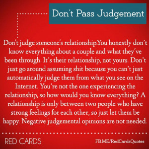 Don't Pass Judgement