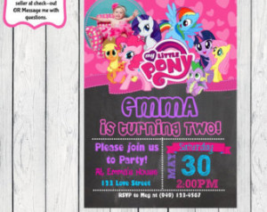 My Little Pony Chalkboard Personalized birthday invitation- ***Digital ...