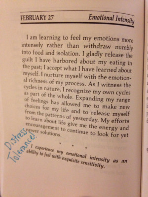 Affirmation, February 27th. Emotional Intensity, or Distress Tolerance ...
