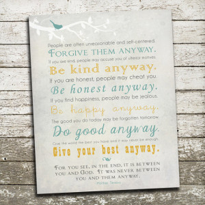 Mother Teresa Quote Wall Art - Many Print Sizes Available