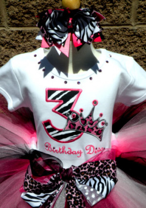 hot pink zebra princess crown number birthday tutu set