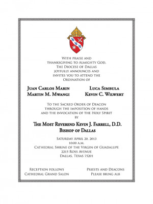 catholic deacon ordination invitations