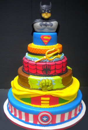 ... about a super hero cake each tier represents a different super hero