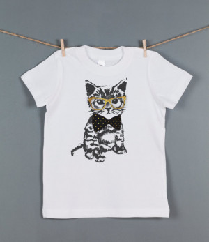Hipster Kitten T Shirt, Kid's CAT Graphic T Shirt, Toddler Tee ...