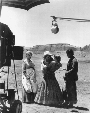 ... left: with Vera Miles; director John Ford shows Jeff how to kiss