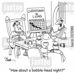 julius caesar cartoon humor: 'How about a bobble-head night?'
