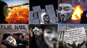 Clockwise from top left - Masked protesters in Madrid, Mexico City ...