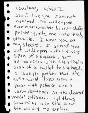 Kurt’s love letter to Courtney Love, written 1993