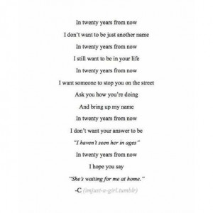 In twenty years from now..