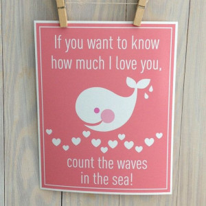 Whale nursery decor- inspirational quote , love you, wall art- pink ...