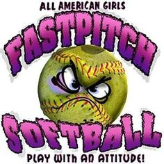 Fastpitch Softball Play with An Attitude Girls Ladies Tshirt XLG White ...