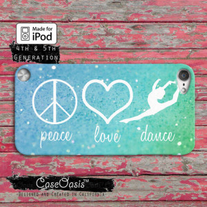 Peace Love Dance Quote Symbols Blue Mint Sparkle Cute Case iPod Touch ...
