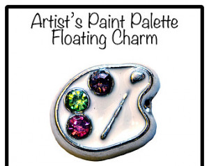 Artist Paint Palette with Colored Crystals Floating Charm for Floating ...