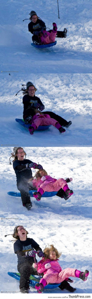 At least one of them was having fun sledding.
