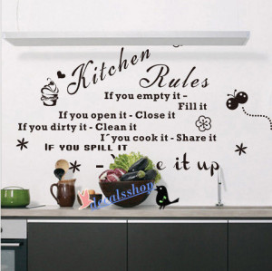 kitchen rules quotes wall decal vinyl kitchen rules wall art stickers