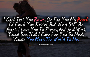 Love Quotes | You Mean The World to Me Couple Hug Kiss On Beach