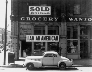 Photo by Dorothea Lange of Japanese-American grocery store on the day ...