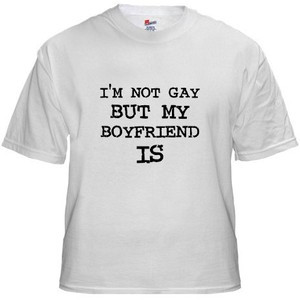 shop clothing tops t shirts i m not gay but my boyfriend white t shirt ...