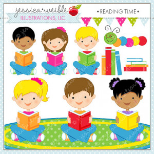 Reading Time Cute Digital Clipart for Commercial or Personal Use, Kids ...